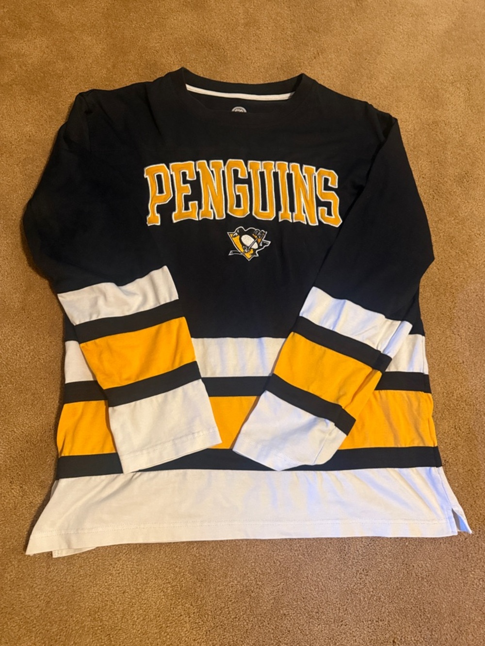 NHL Black Long Sleeve Tee with White Trim